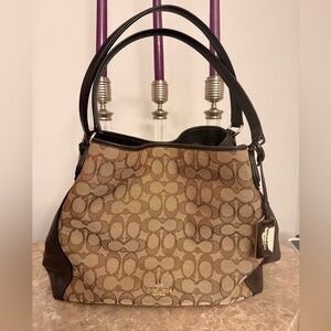 COACH Edie Brown Jacquard Bag.  EUC!